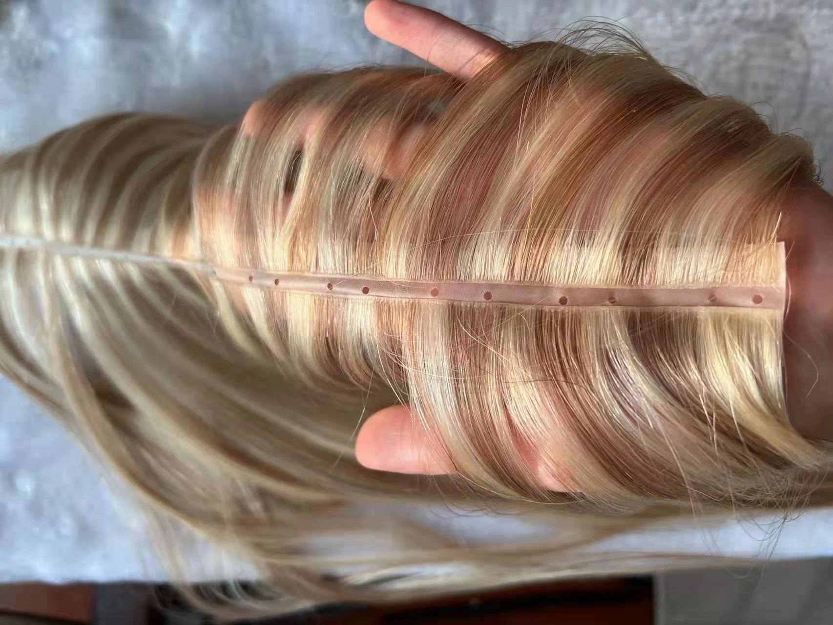 weft hair with hole 