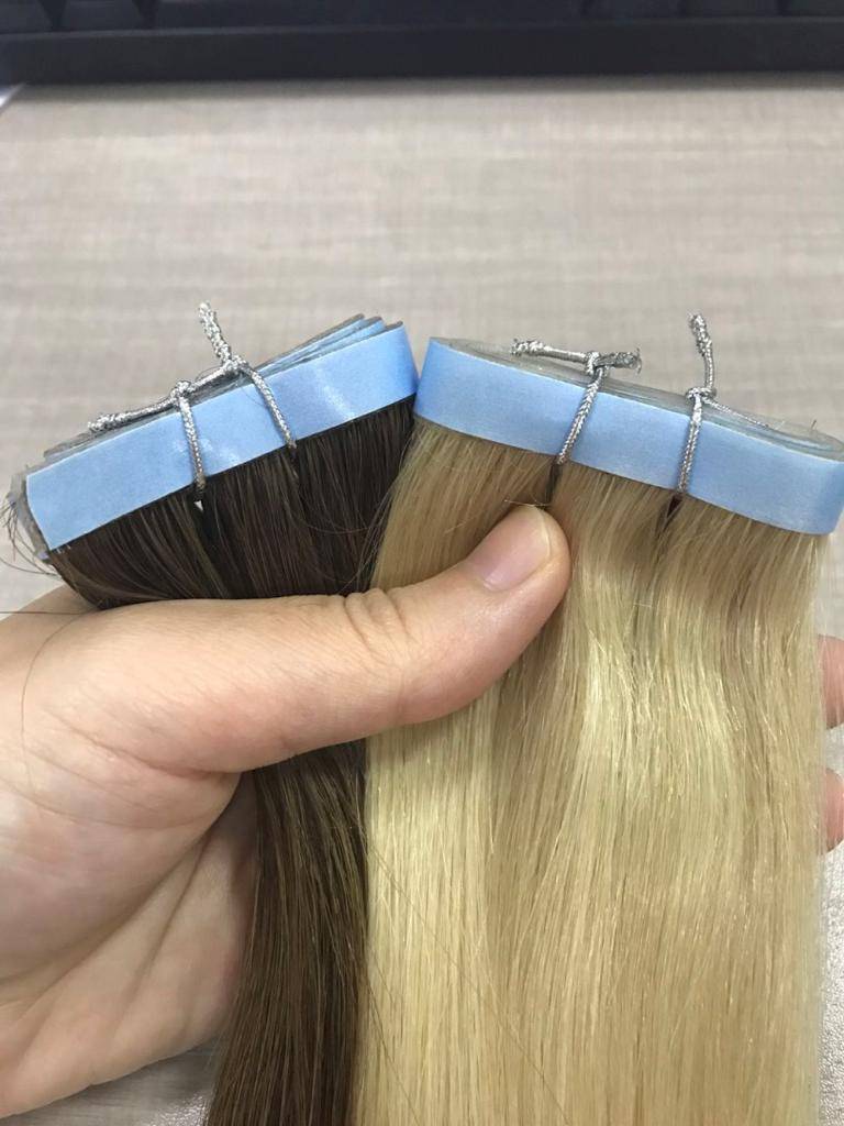 blue tape hair weft