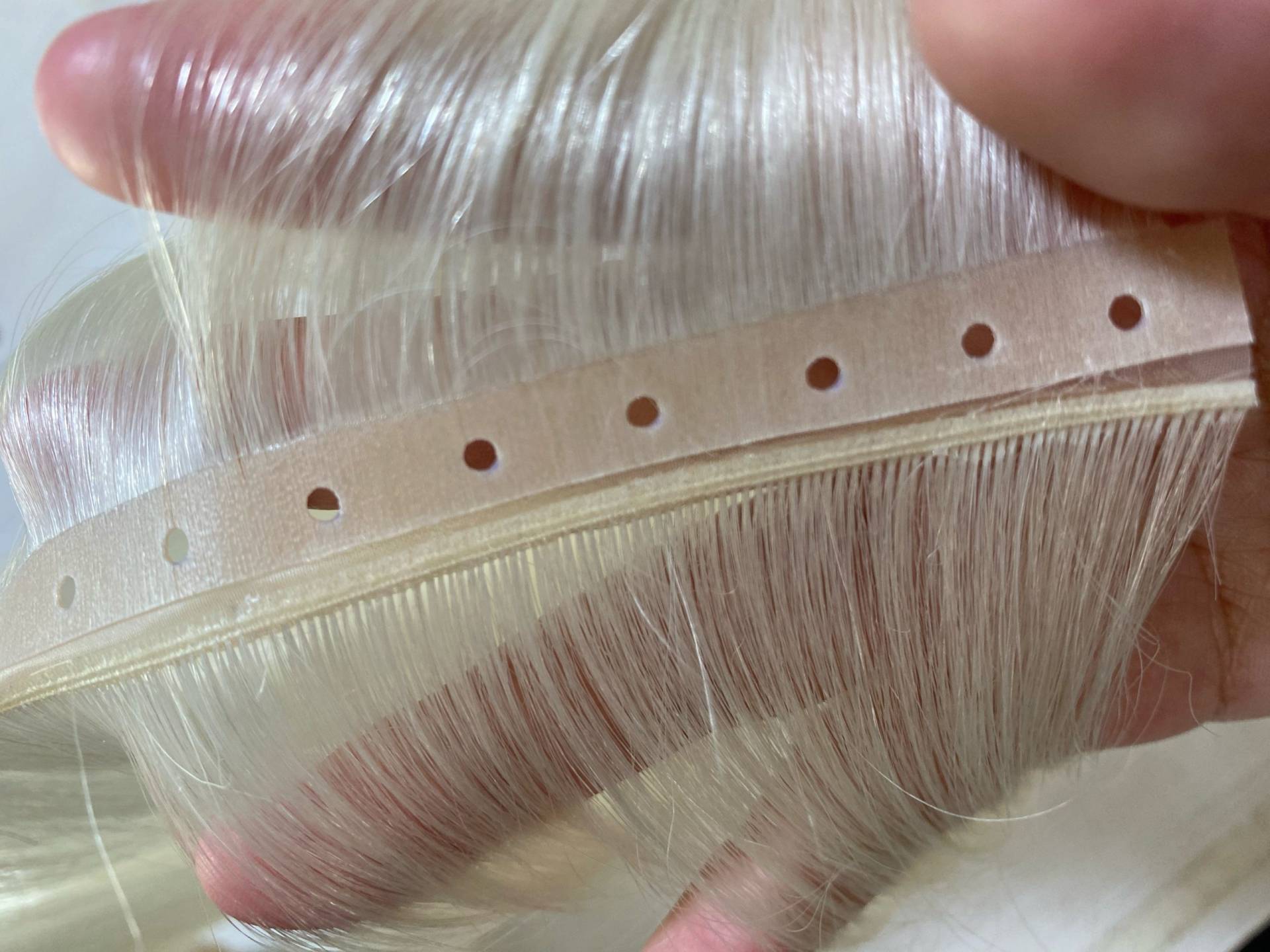 pu weft hair with hole