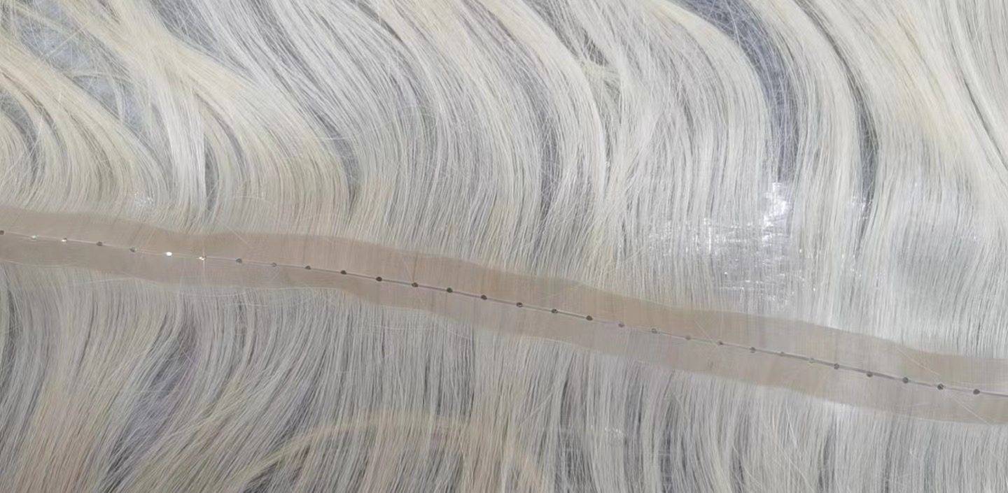 double side pu weft hair with hole